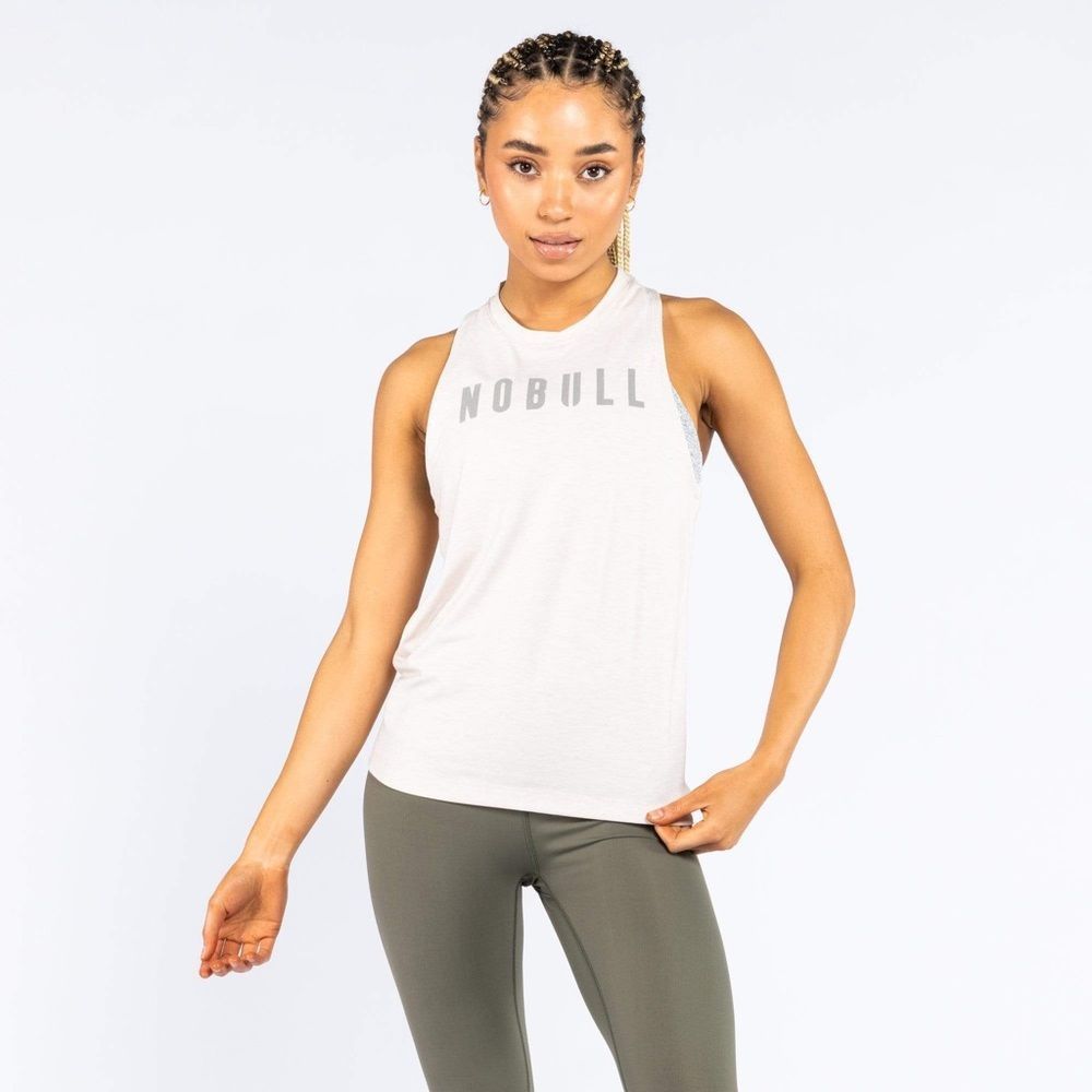 NOBULL White Logo Muscle Tank Top